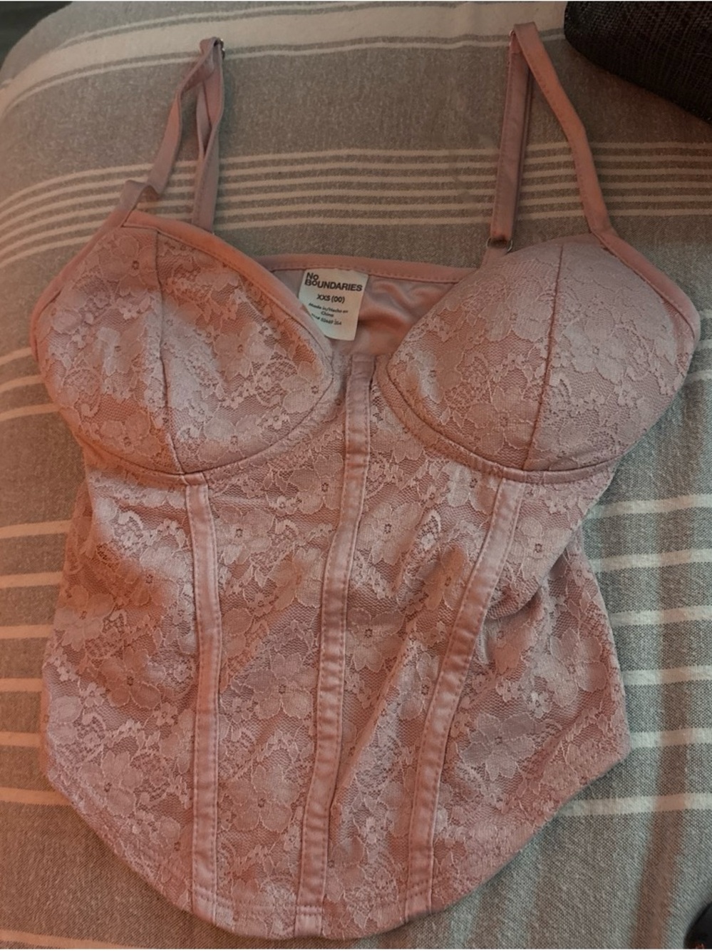 No Boundaries Dusty Rose Lace Corset Tank